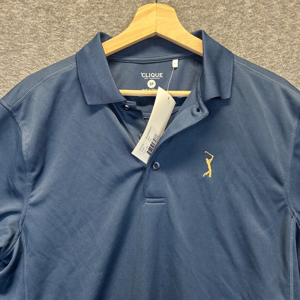 Clique Mens MQK00023 Performance Polo Shirt Navy Blue Short Sleeve Small NWT